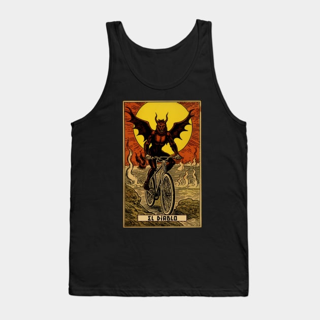 El Diablo: The Devil Riding a Bike Tarot Card Art Tank Top by Soulphur Media